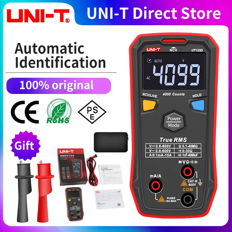 UNI-T UT123 UT123D Household Pocket Digital Multimeter NCV AC/DC Voltage Measurement EBTN Display Switch Measurement