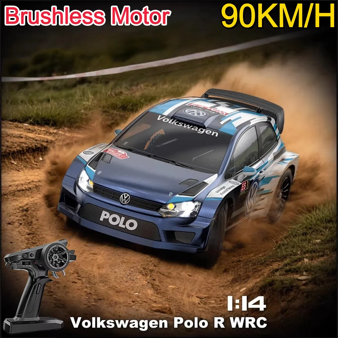 Professional 1:14 Championship Racing Drift Remote Control Car 90KM/H Brushless Metal Shock Absorption 4WD Add Spare Tire RC Car