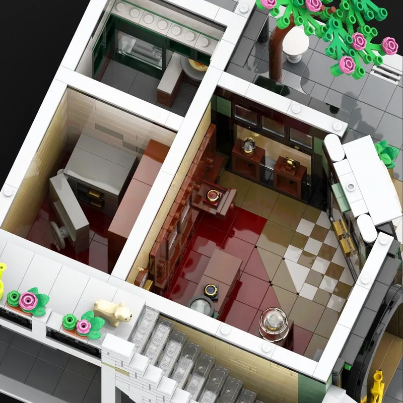 نموذج عرض الشارع من Moc مع تكنولوجيا المجوهرات والبانكيك هاوس، مجموعة هدية يمكنك صنعها بنفسك