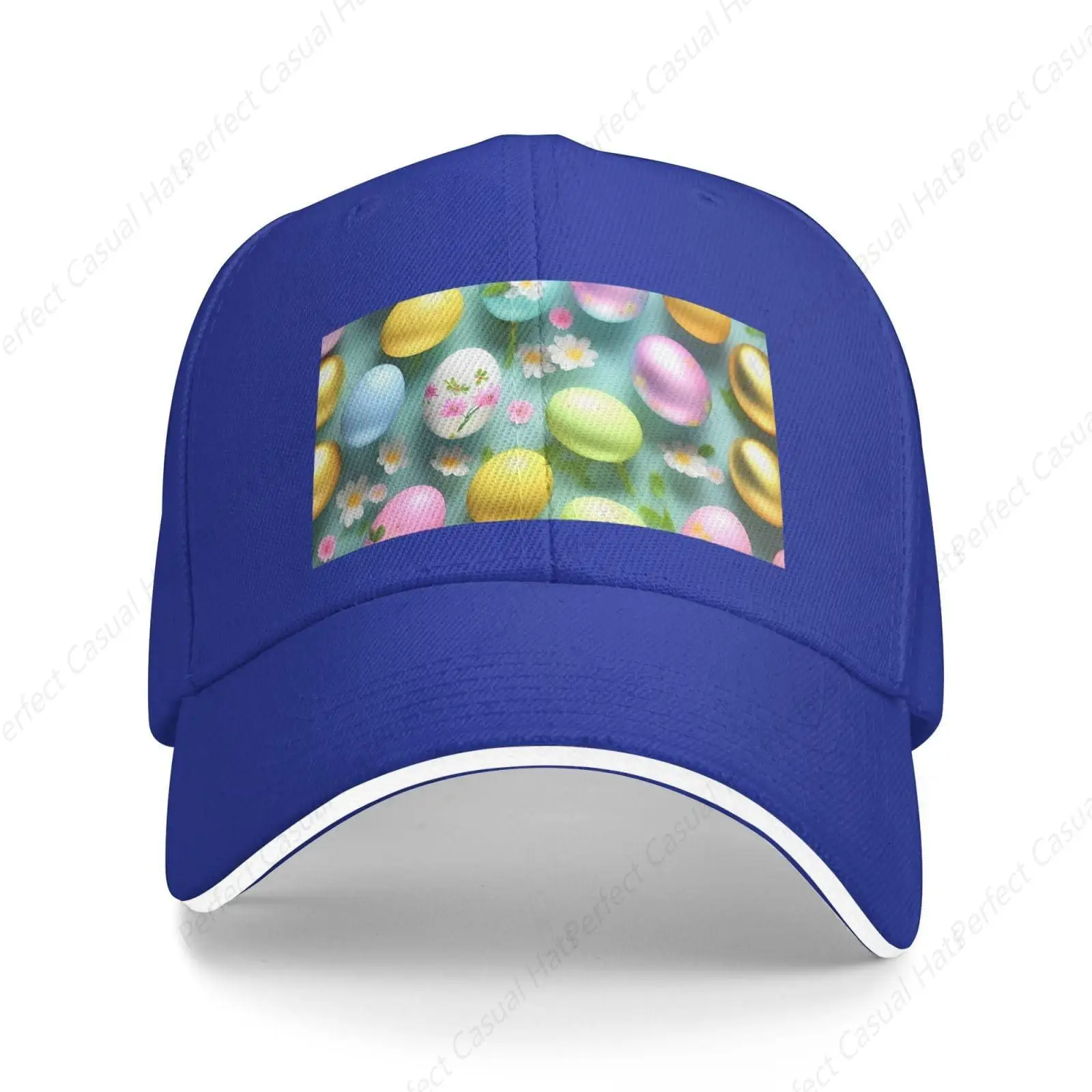 High Quality Happy Easter Holiday Retro Print Sandwich Caps Peaked Caps Trucker Hat Men Women Outdoor Sport Sun Visor