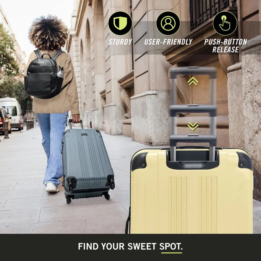 オブ バウンズ 軽量ハードシェル4輪スピナー荷物、ペールバナナ、20インチ機内持ち込み