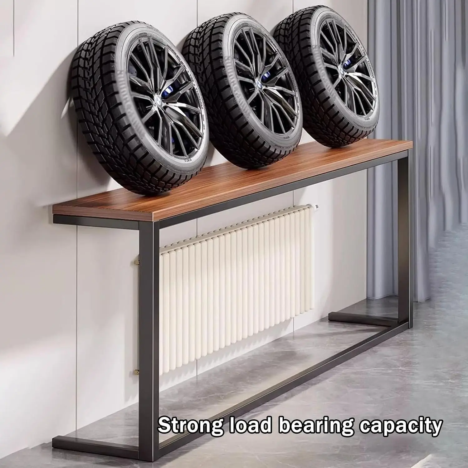 Long Radiator Cover Sofa Table with Storage, Iron & Wood Behind Couch Console for Living Room, 160x20x100cm, Customized view 5