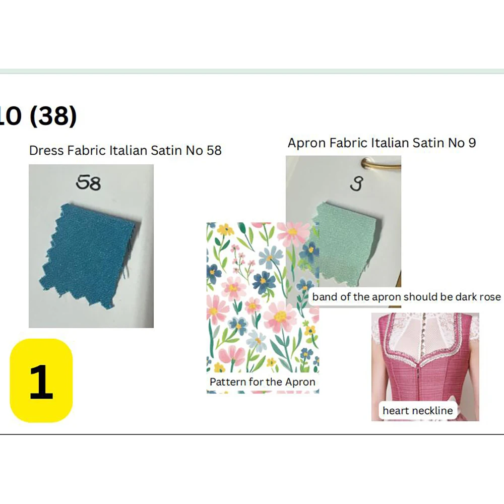 Dirndl مخصص 14 قطعة تصميم فريد من نوعه طباعة الأزهار