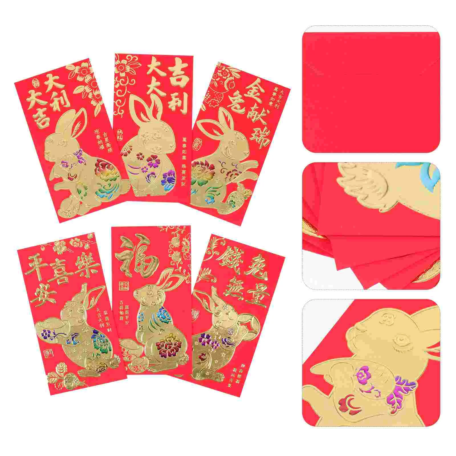 60 Pcs Seasoning 2023 Year of The Rabbit Red Packets Envelopes Coin New Money Pocket