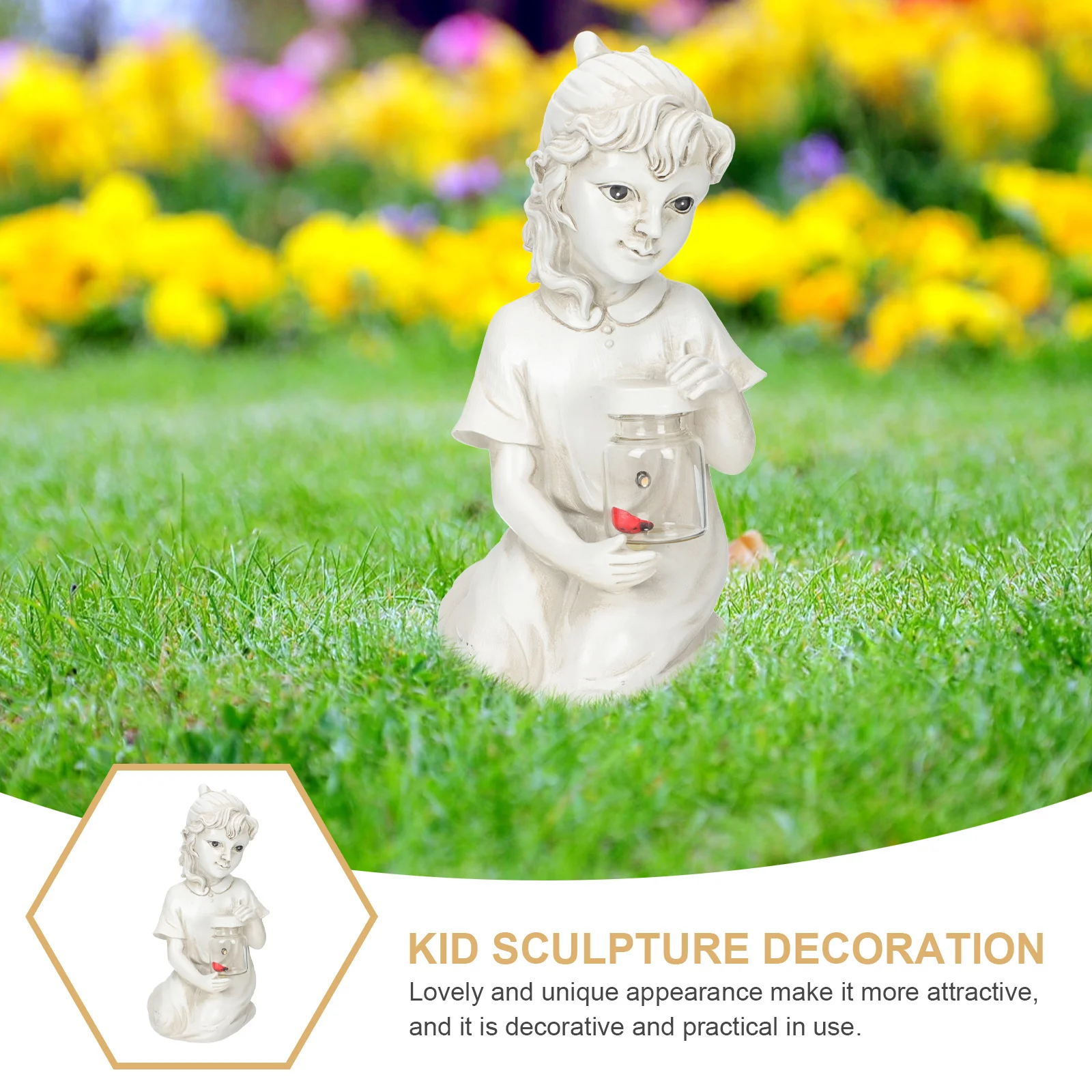

Garden Fairy Child Resin Outdoor Decorative Lighting For Yard Solar Decorative Statue Garden Solar Powered Ornament