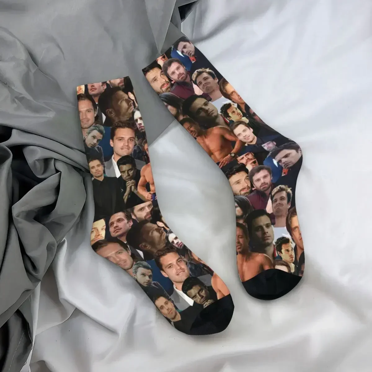 سيباستيان ستان صور الكولاج الجوارب Harajuku جوارب امتصاص العرق كل موسم الجوارب الطويلة اكسسوارات لهدايا الرجل المرأة