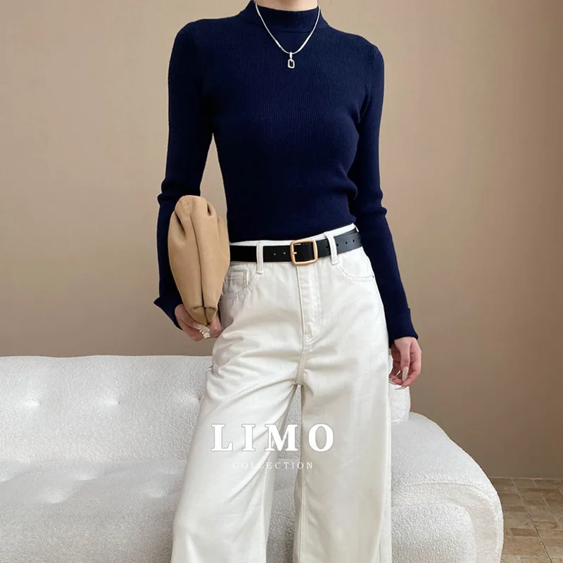 

LIMO 2025 Autumn Winter Fashion Women's Knitted Turtleneck Top Long Sleeve Polyester Thermal Slim Fit Basic Shirt Blouse