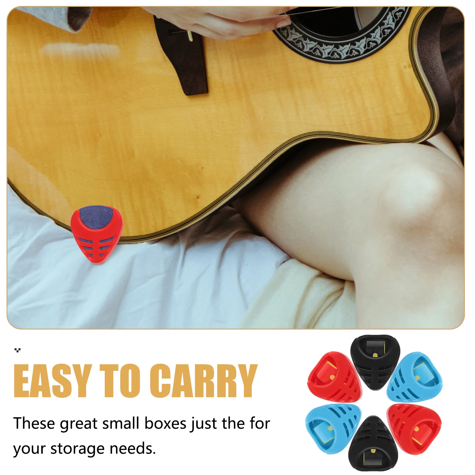 

6Pcs for Guitar Picks Drop Shaped Storage Container Small Portable Case Wear Resistant Organizer for Musicians