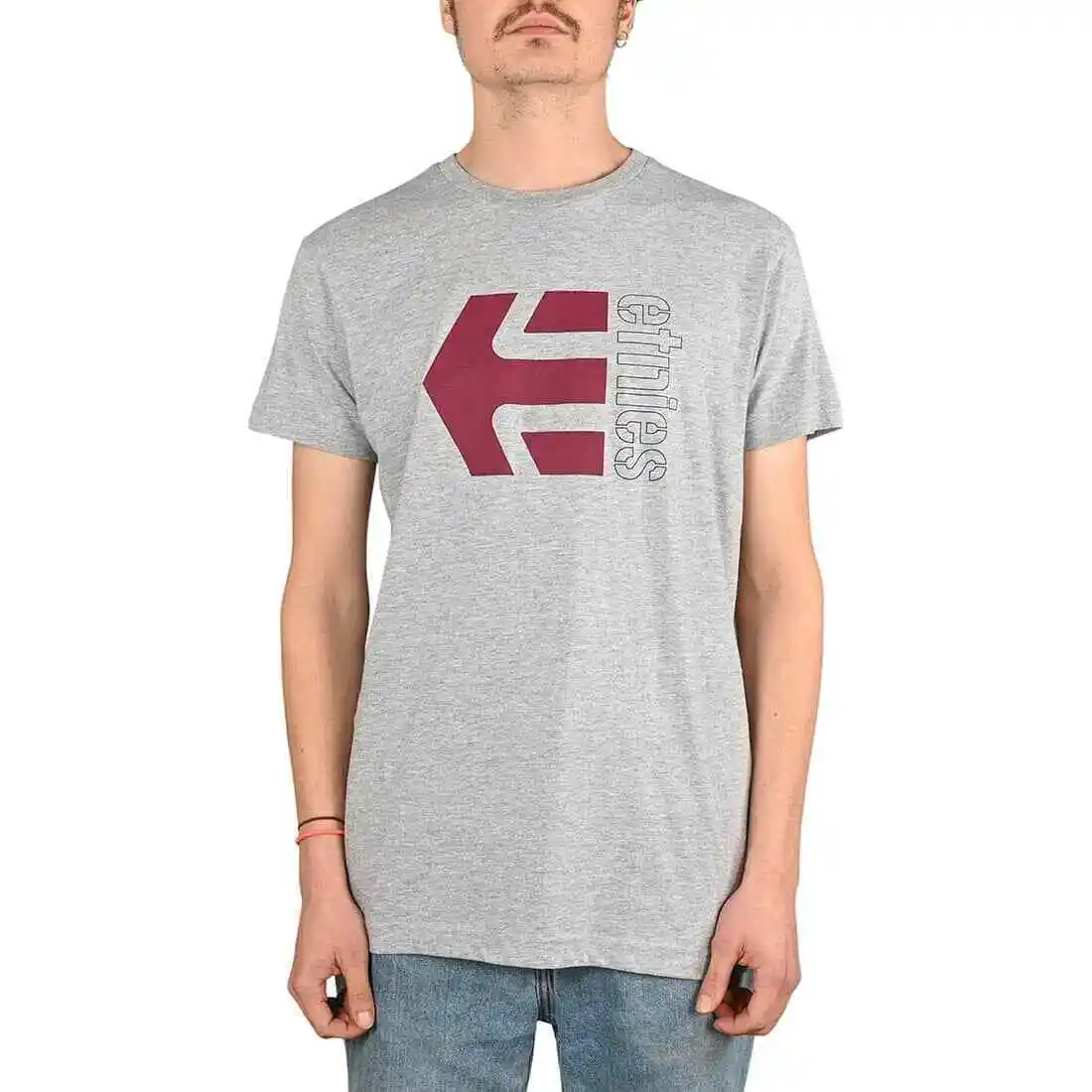 Etnies Corp Combo S T Shirt Grey Burgundy