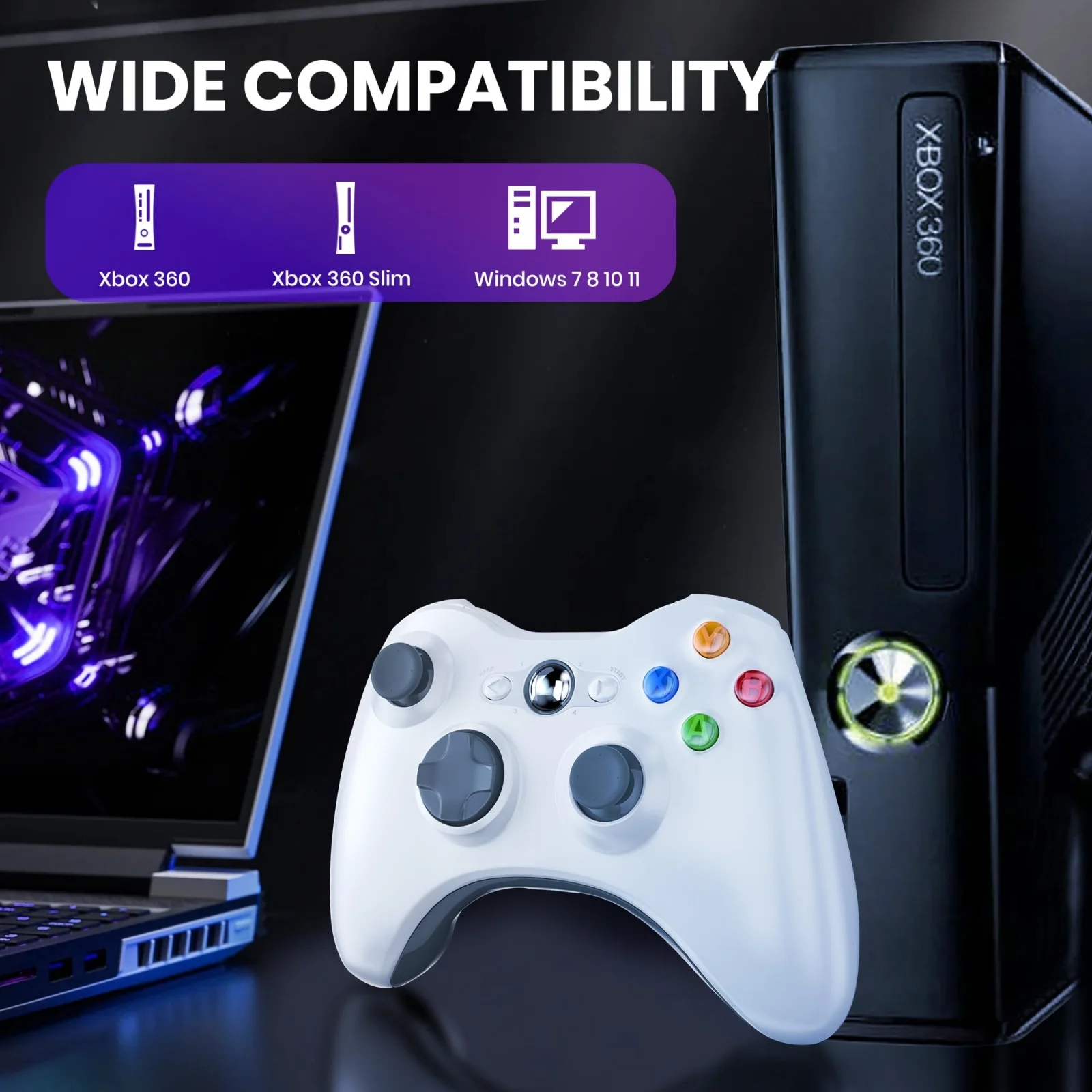 Беспроводной контроллер 2,4G для Xbox 360/360 Slim/PC, геймпад для видеоигр, 3D Rocker, консоль с двойным вибродатчиком, игровые аксессуары