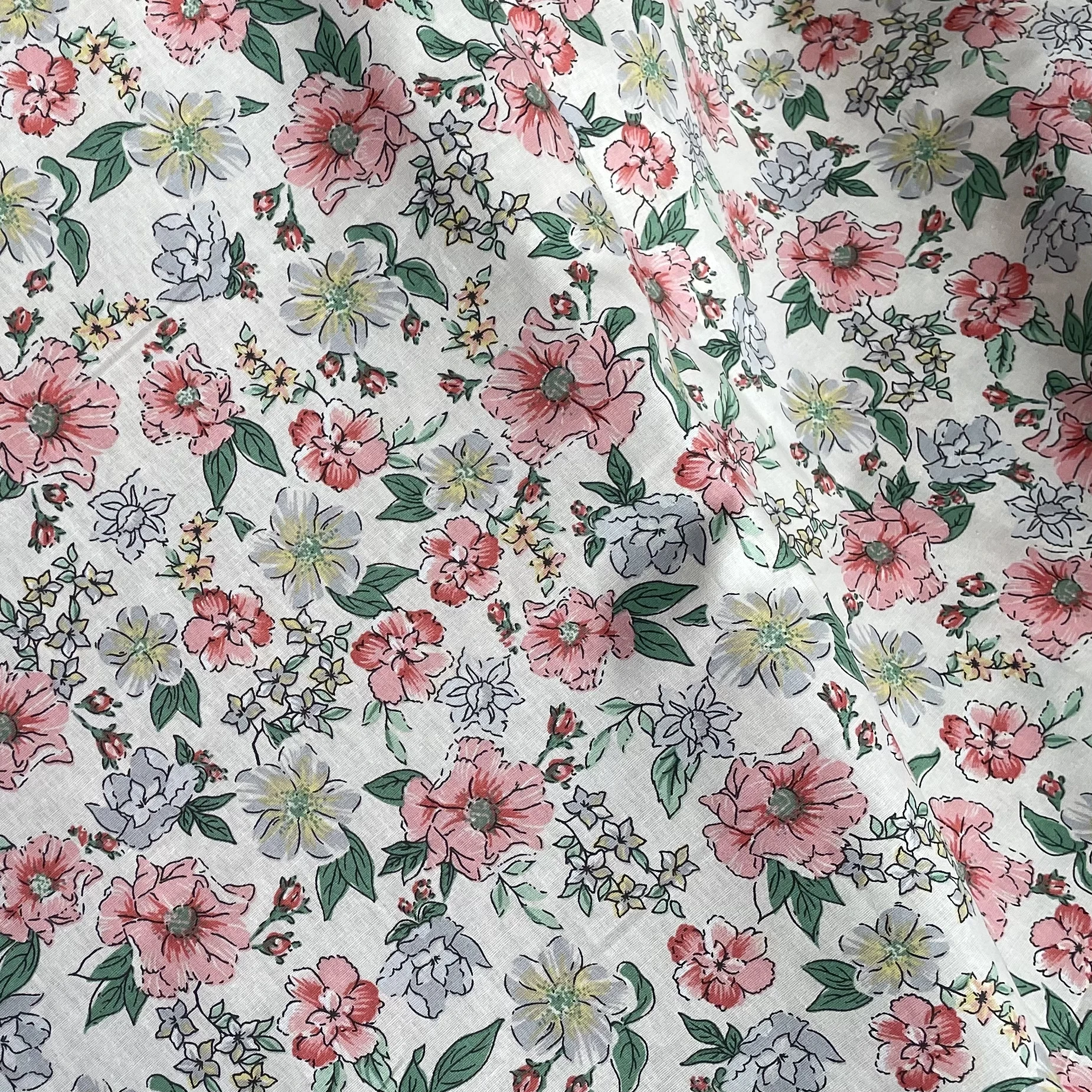 

Pink Colour Floral Plants 100% Cotton 40S Like Liberty Fabric Digital Printing For Sewing Cloth Dresses Skirt Kids Designer 2023