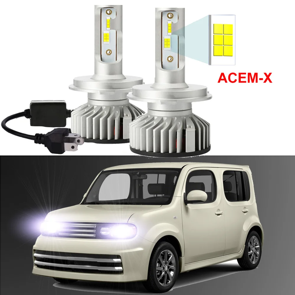 2Pcs Car Led Headlight Bulb For Nissan Cube  2009 2010 2011 2012 2013 2014 High Low Beam LED Headlamp Canbus