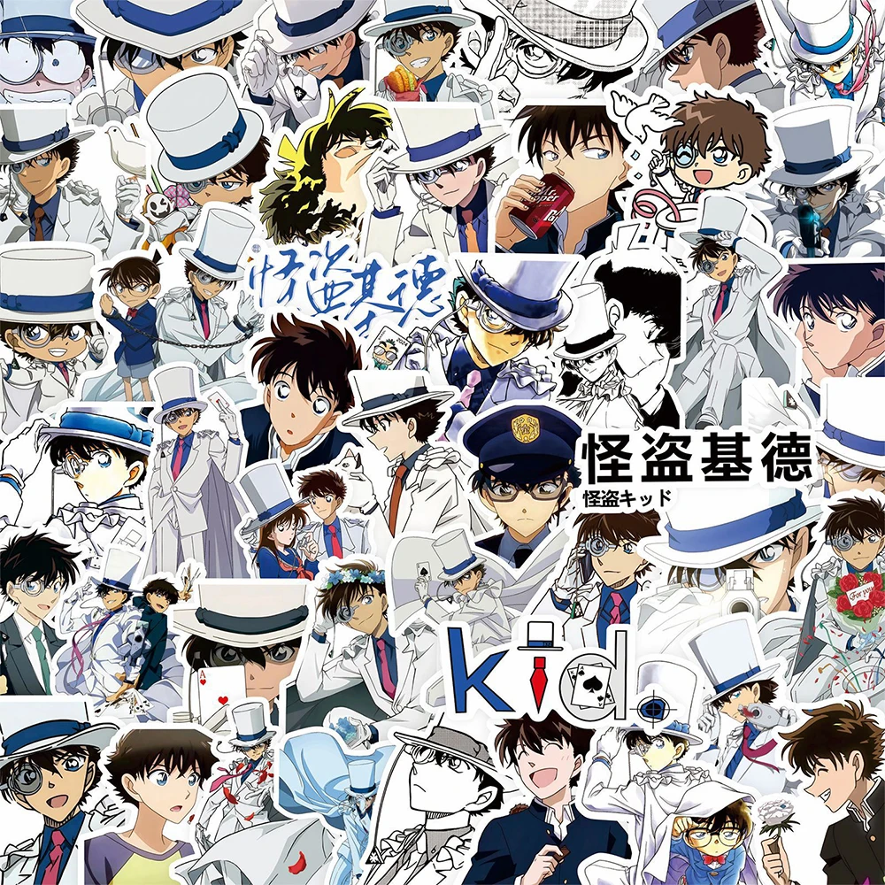 

10/30/82pcs Anime Detective Conan Stickers Cool Kaitou Kid Sticker DIY Skateboard Luggage Phone Notebook Cartoon Decals Kid Toys