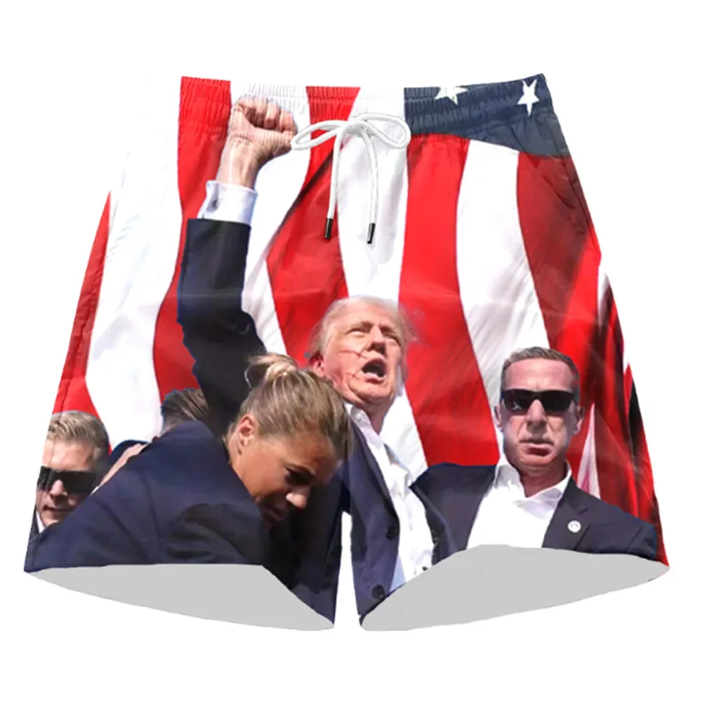 2025 American Flag Donald Trump shorts Trump Election shooting picture Print Return Shorts Boys Beach Pants