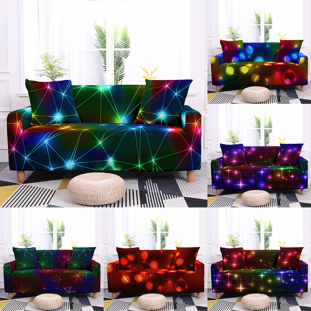 Neon Lights Elastic Sofa Cover 1/2/3/4 Seater Slipcover for Living Room Sectional Stretch Couch Cover Funda Sofa Housse Canapé