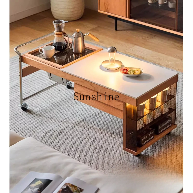 

Household retro removable tea cabinet medieval rock slab balcony leisure edge few