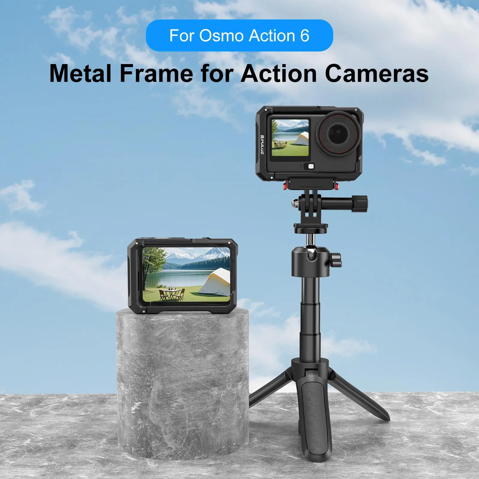 PULUZ Metal Cage Frame with Cold Shoe For DJI Osmo Action 6