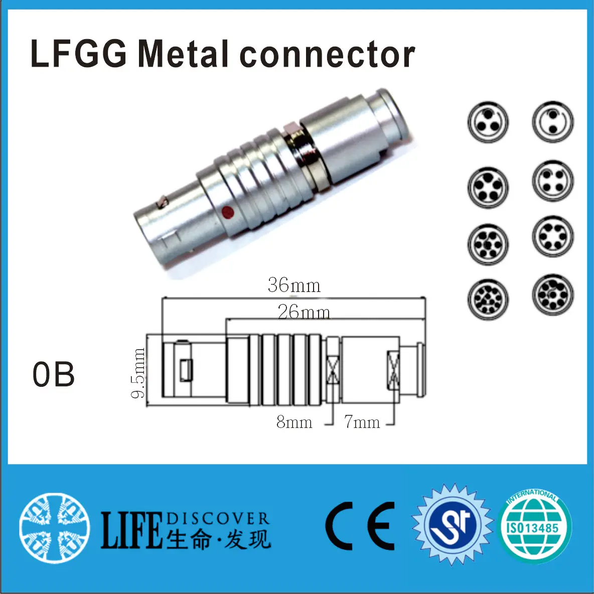 

SPO2 LFGG metal assembling connector 2pin 3pin 5pin 6pin 7pin 8pin single slot 5pcs packing