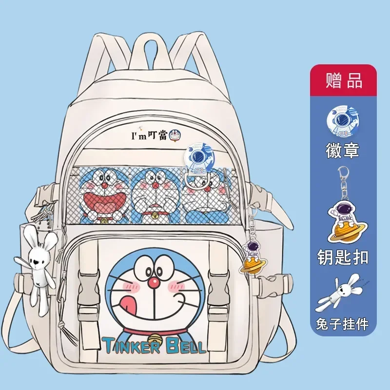 Doraemon Cartoon Backpack Primary School Grade 1 to Grade 5 Cute Schoolbag Junior High School Students Backpack 35x16x45cm - Image 5
