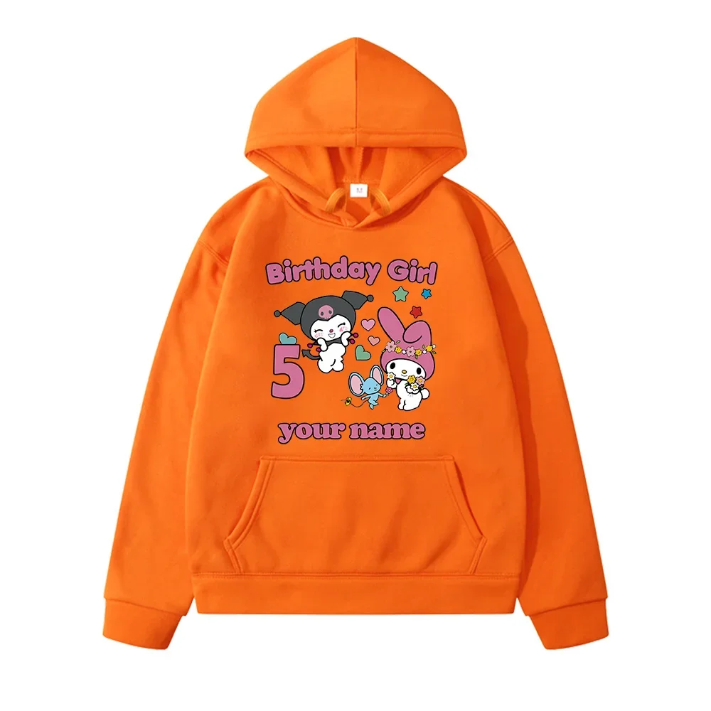 

My Melody Kuromi Cartoon Children's Clothing Cute Birthday Girls DIY Print Pullovers Boys Girls Hoodies Creative New Sweatshirts