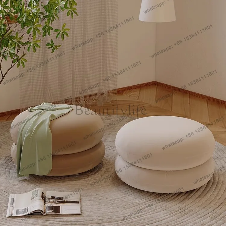 LS living room lamb wool household round stool sofa simple seat pier shoe changing stool