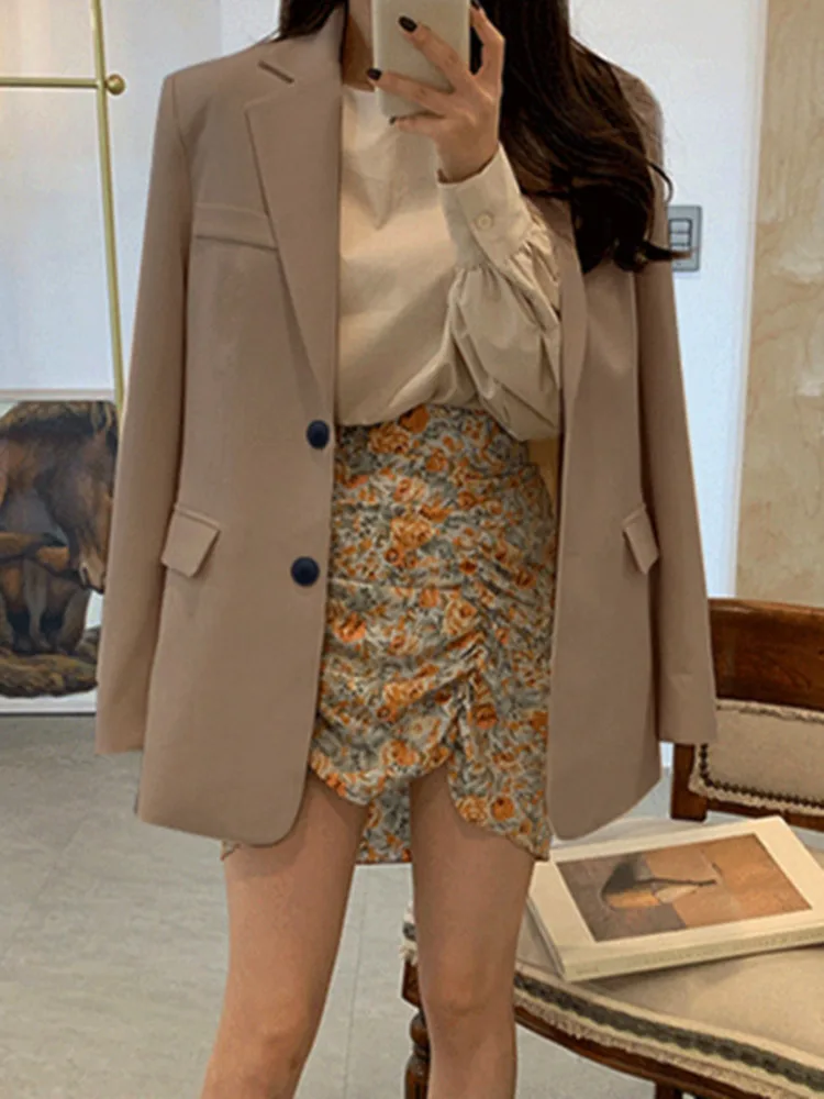 

Womens Long Sleeve Blazers All Match Solid Business Temperament Chic Harajuku Elegant Korean Style Chic Fashion Clothing