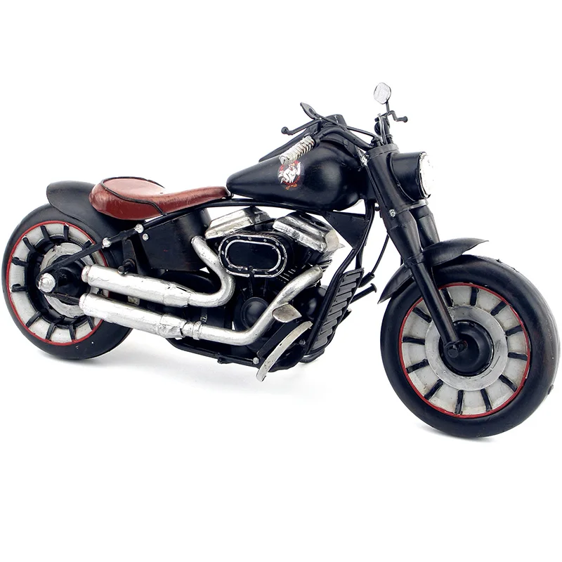 Metal 31cm Long Retro Motorcycle Model Adult Toy Car Nostalgia Classics Collection Static Display Desktop Ornament Gift Souvenir