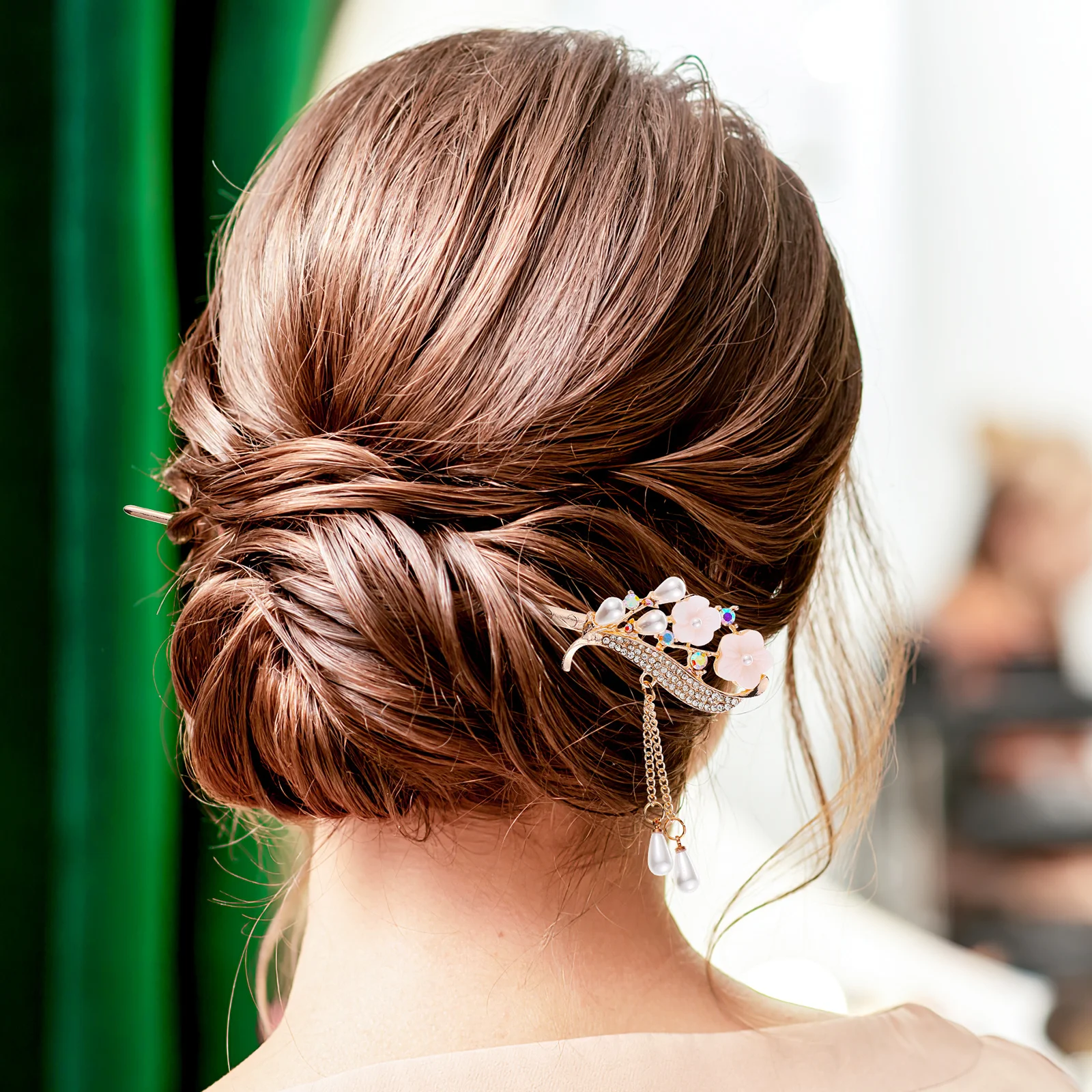 

2 pcs Pearl Accessories Rhinestone Sticks Vintage Chinese Style Alloy Forks For Bun Women Party Wear Japanese Hair Accessories