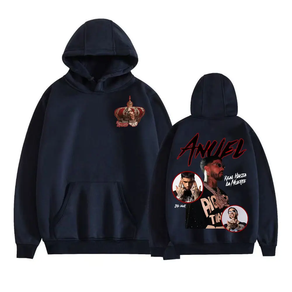 Anuel AA Real Hasta La Muerte Álbum Tour Moletons Roupas Masculinas Hip Hop Punk Harajuku Hoodies Pulôveres Conforto de Alta Qualidade
