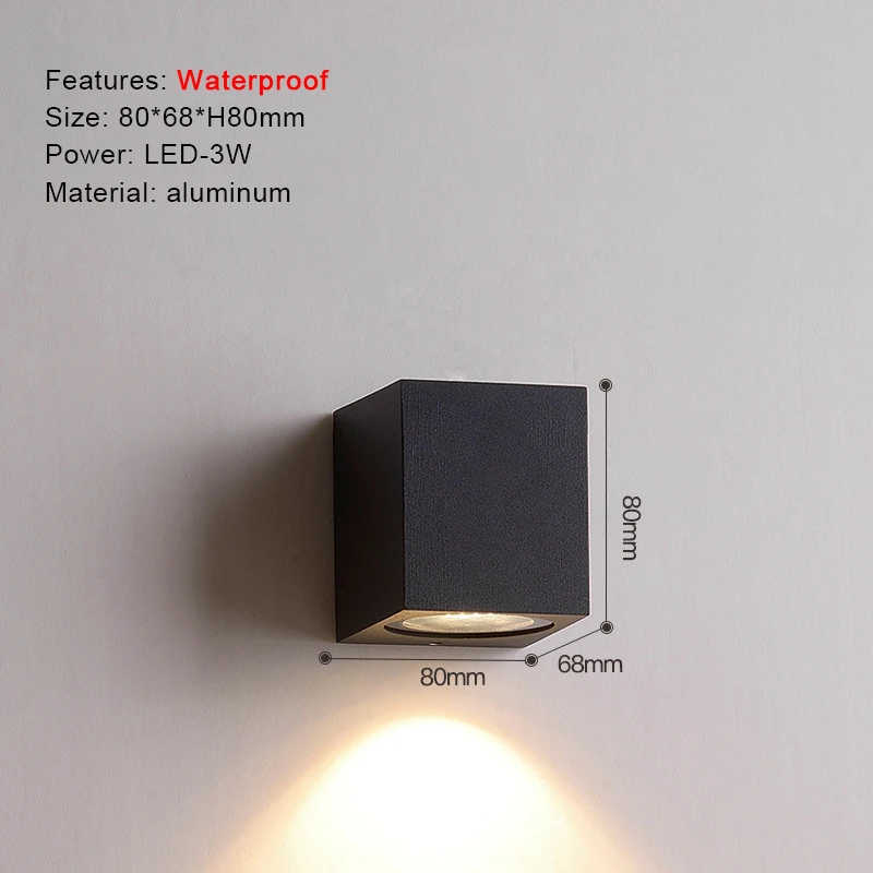 Trazos rundes Quadrat moderne Wand leuchten Garten Veranda IP65 wasserdicht nach unten Beleuchtung im Freien LED Schlafzimmer Lampe Wand dekoration 3
