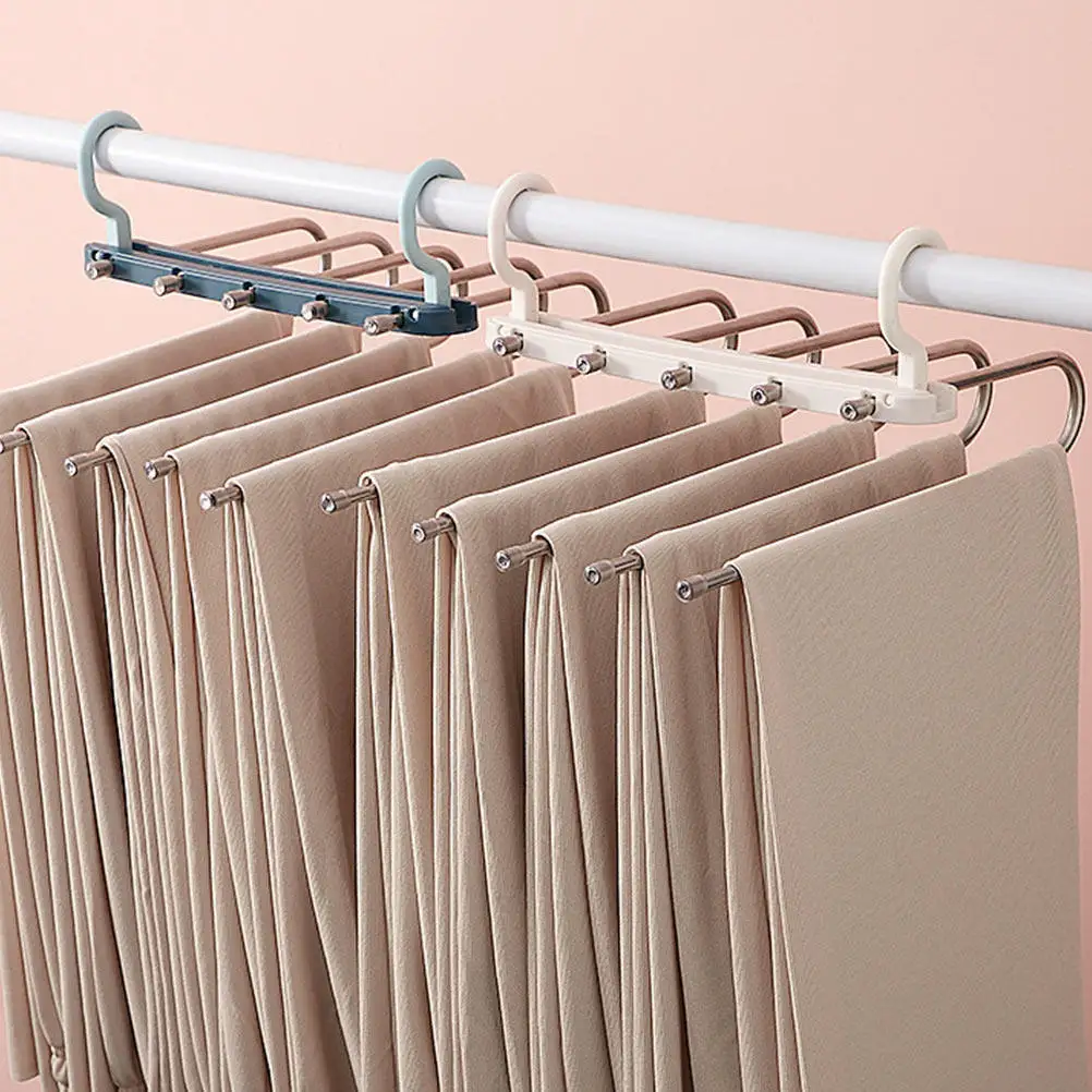 

Многофункциональная вешалка-органайзер для брюк, 1 шт., растягивающаяся, 5-в-1, компактная стойка для брюк, шарфов, полотенец, галстуков