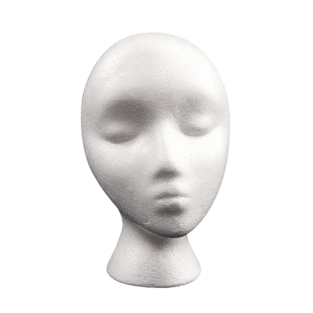 Women Mannequin Head Model Practical Dummy Foam Head Polystyrene Lightweight Durable Portable Fashion for Home Travel and Salon