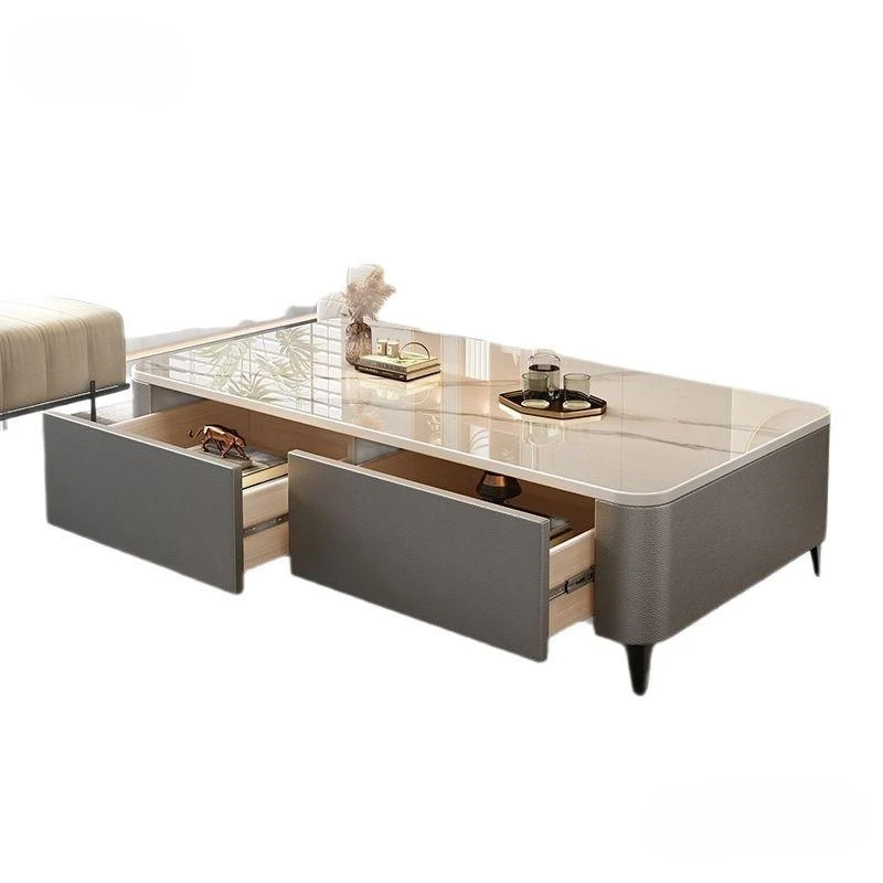 Rock slab coffee table living room household small apartment light luxury modern simple floor TV cabinet combination