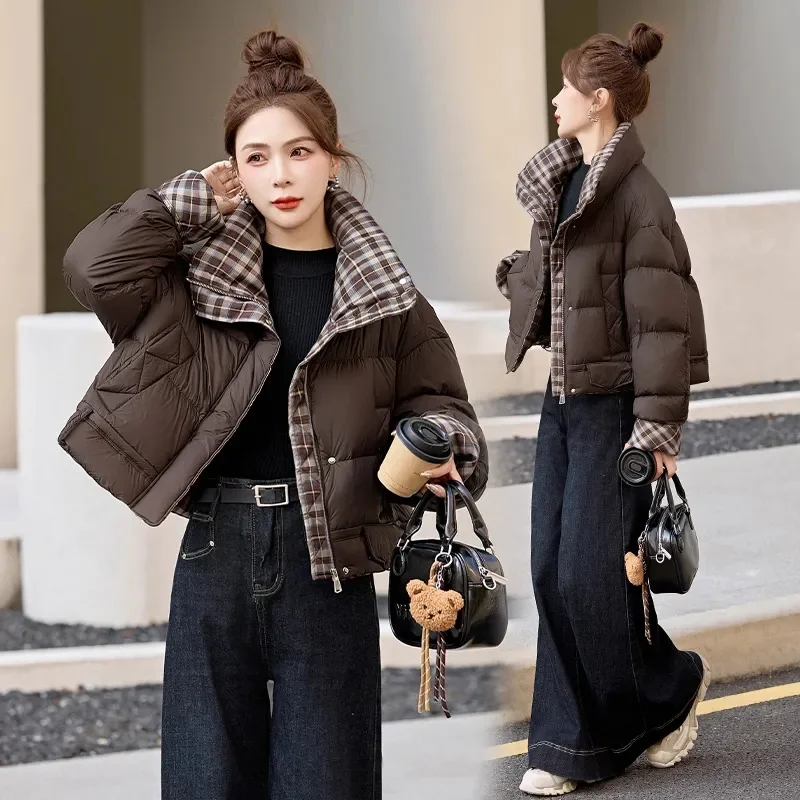 Giacca corta imbottita in cotone Inverno 2025 Nuovo piumino coreano Donna Parka Moda Outwear Donna Temperamento Cappotto Top Donna