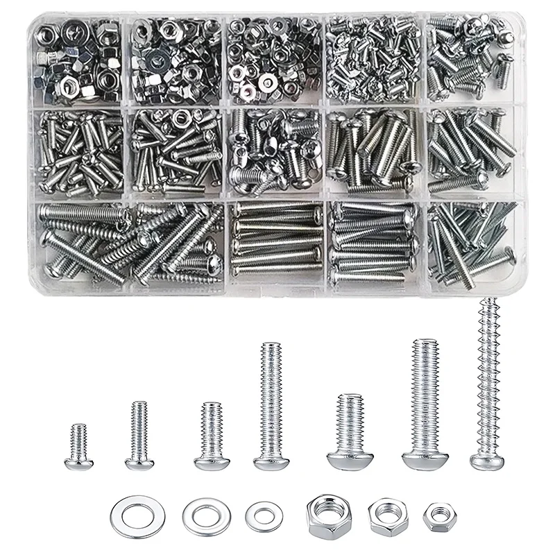 M3 M4 M5 M6 Phillips Pan Head Screws Set Self Tapping Screws Nut Screw Gasket Assortment Kits Screws Box Set