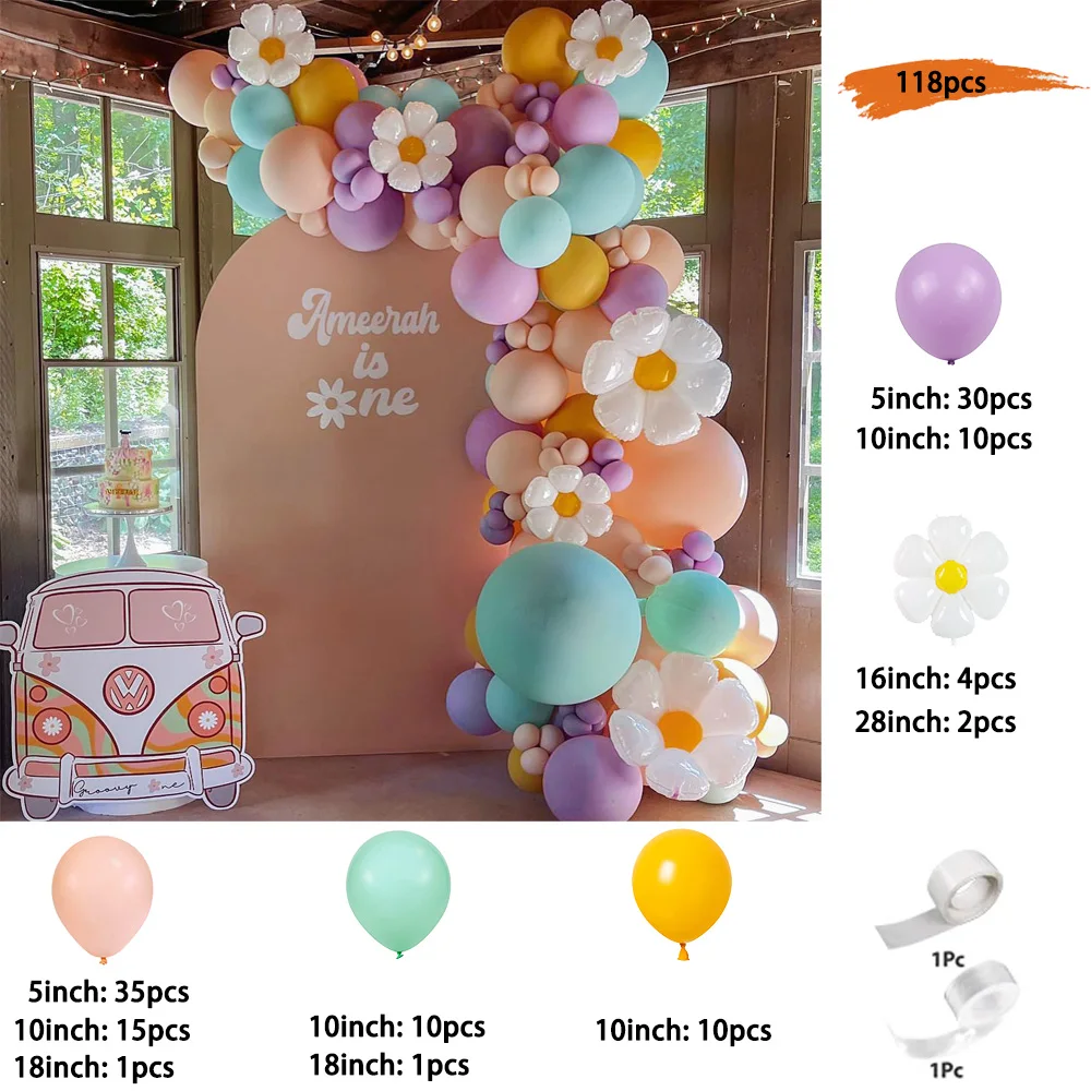 

Maka orange balloon set arch wedding beach purple balloon happy birthday party daisy balloon decoration children adult baby