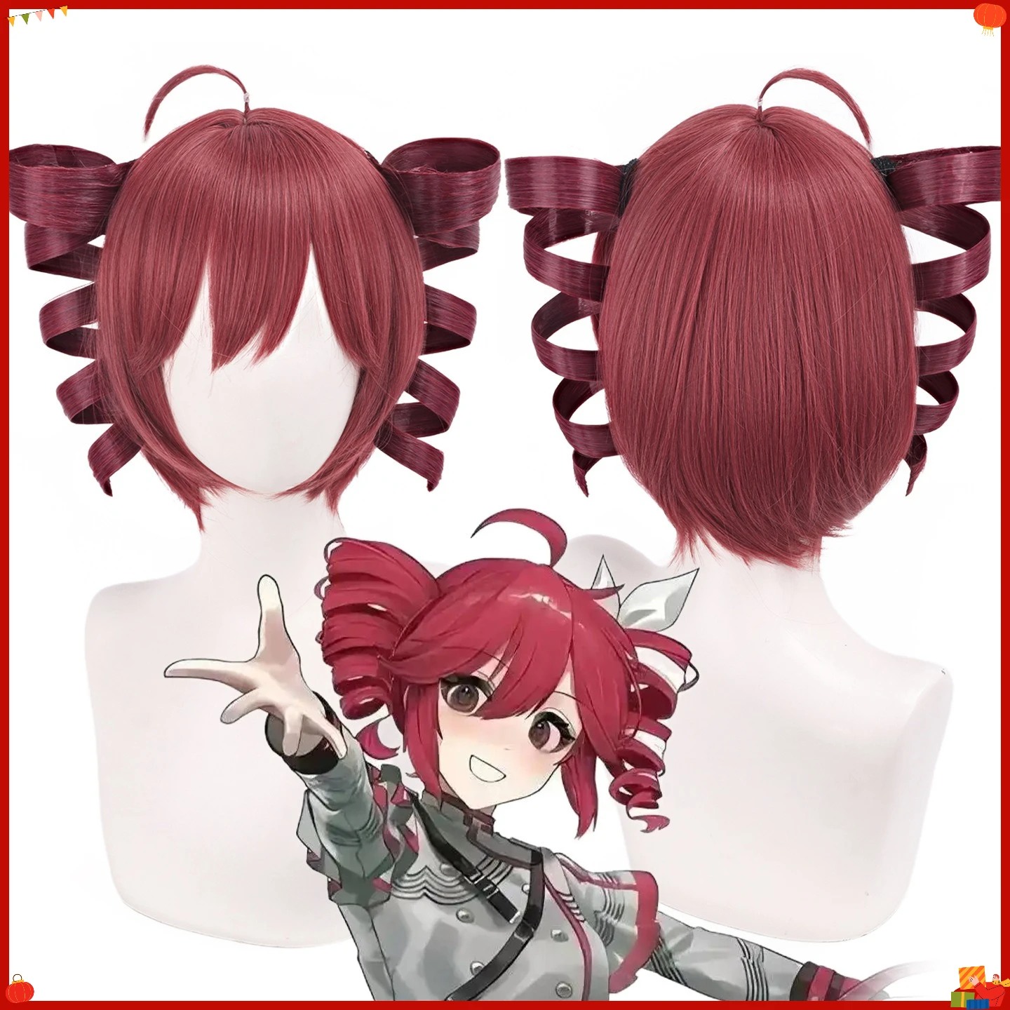 Synthetic Cosplay Wig Mi-Ku-Inspired UTAU Singer Style Anti-Gravity Double Ponytail Roma Curl Costume Party Hairpiece
