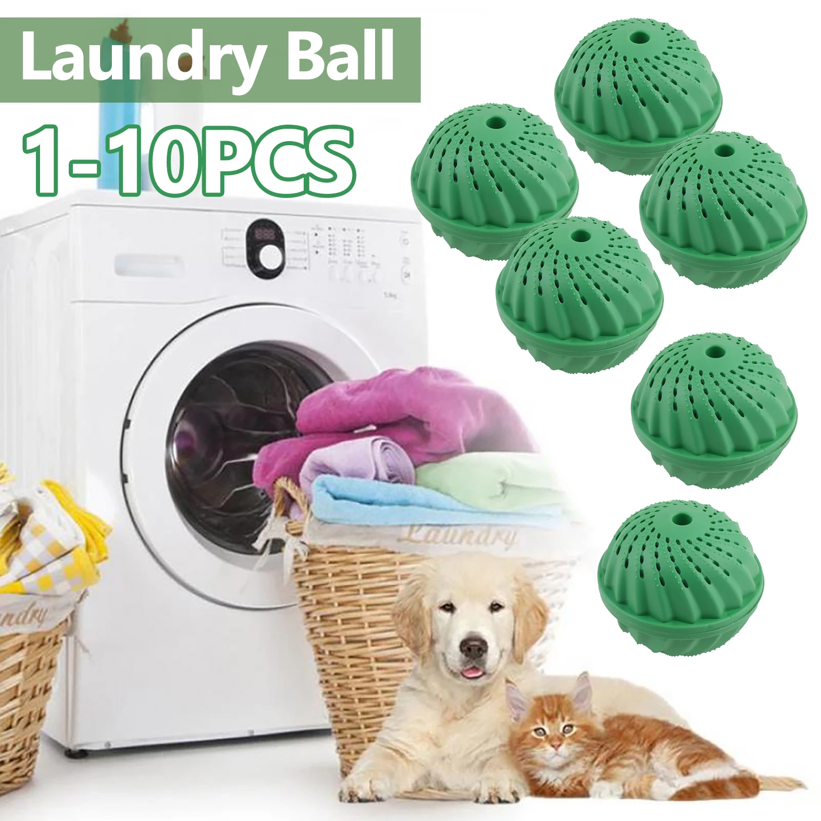 

1-10pcs Magic Laundry Ball Detergent-Free Washing Machine Balls Reusable PVC Household Cleaning Washing Machine Accessories