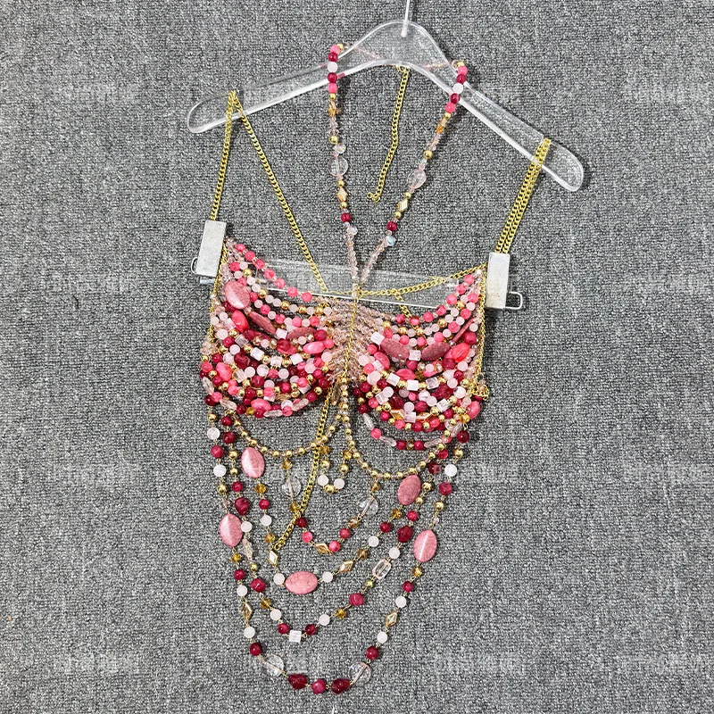 Hot Sale Sexy Women Handmade Beaded Bra Backless Women Vest Neckline Sexy Corset Body Chain Lingerie Outwear Hot Girl Bustier