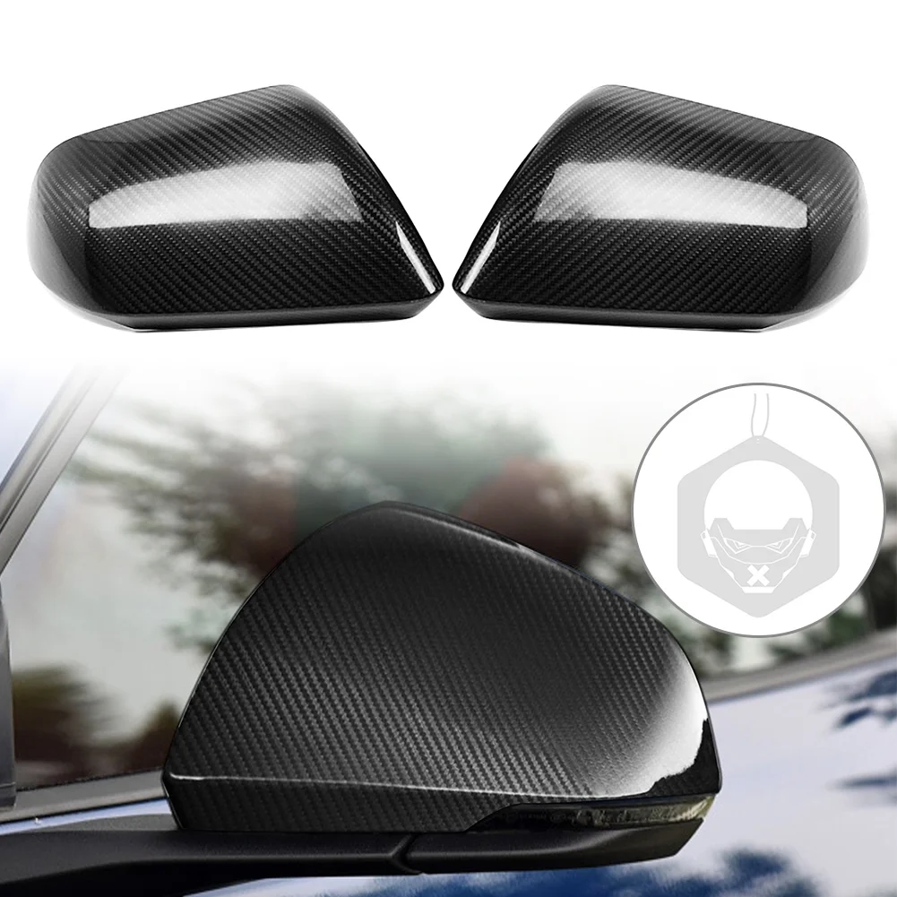 

1Pair Real Carbon Fiber Car Rearview Side Mirrors Cover Cap For 2015-2020 Ford Mustang W/O Mirror Turn Signal Light