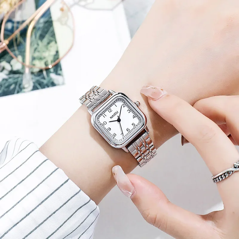 Fashion Trend Stainless Steel Women Watch Casual Sliver Elegant Square Women Wrist Watch Clock Gift Relogio Feminino Reloj Mujer