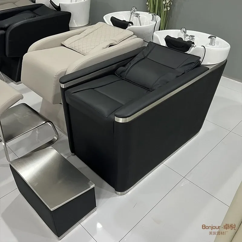 Ceramic Basin Barber Shop Shampoo Chair High-Grade Lying Half Massage Flushing Bed