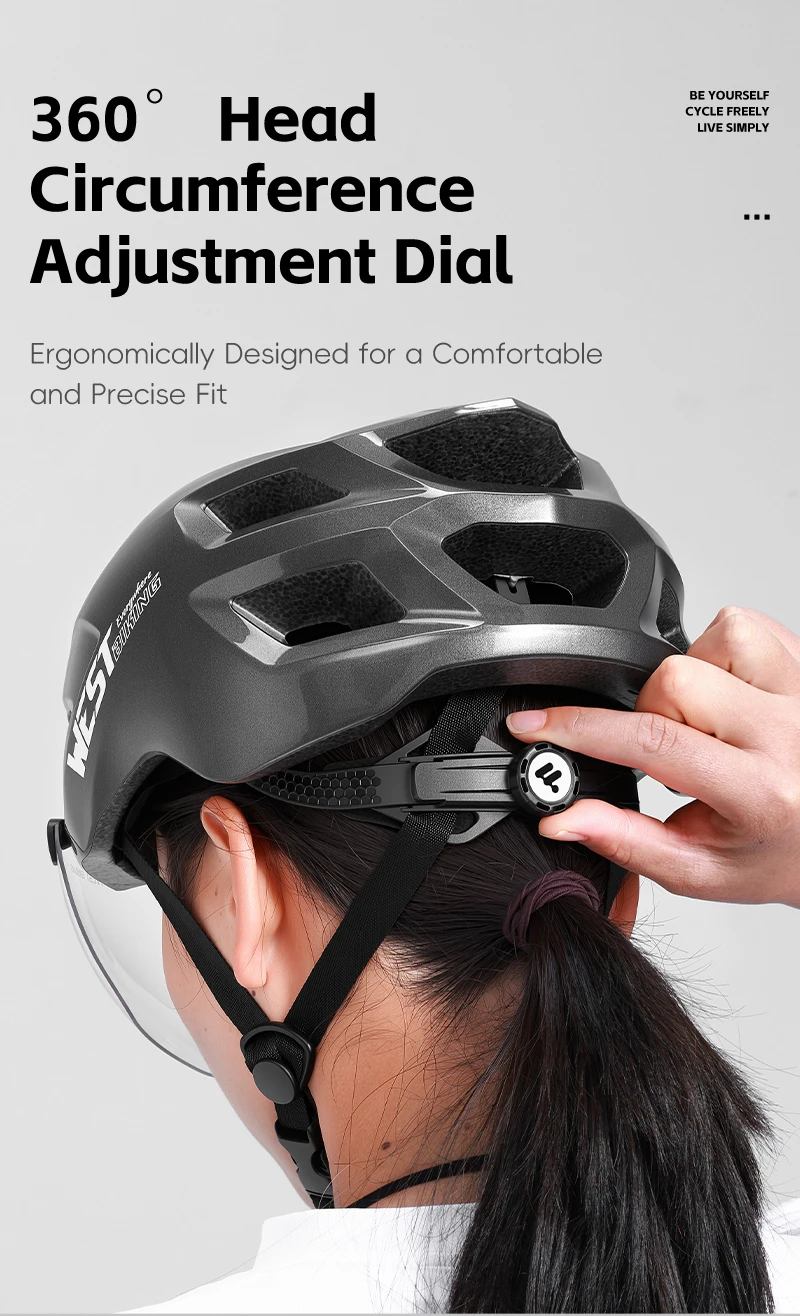 WEST BIKING Fahrradhelm mit magnetischem Visier, leichter Rennradhelm, 16 Belüftungsöffnungen, Insektenschutz, große Größe, Unisex, mehrfarbig – Detail 10