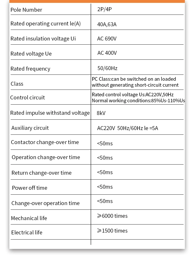 ETEC DIN-Schienen 2P/4P ATS Dual-Power Automatischer Transferschalter Elektrische Wahlschalter Unterbrechungsfreie Stromversorgung 40A/63A PV-Energie – Detail 6