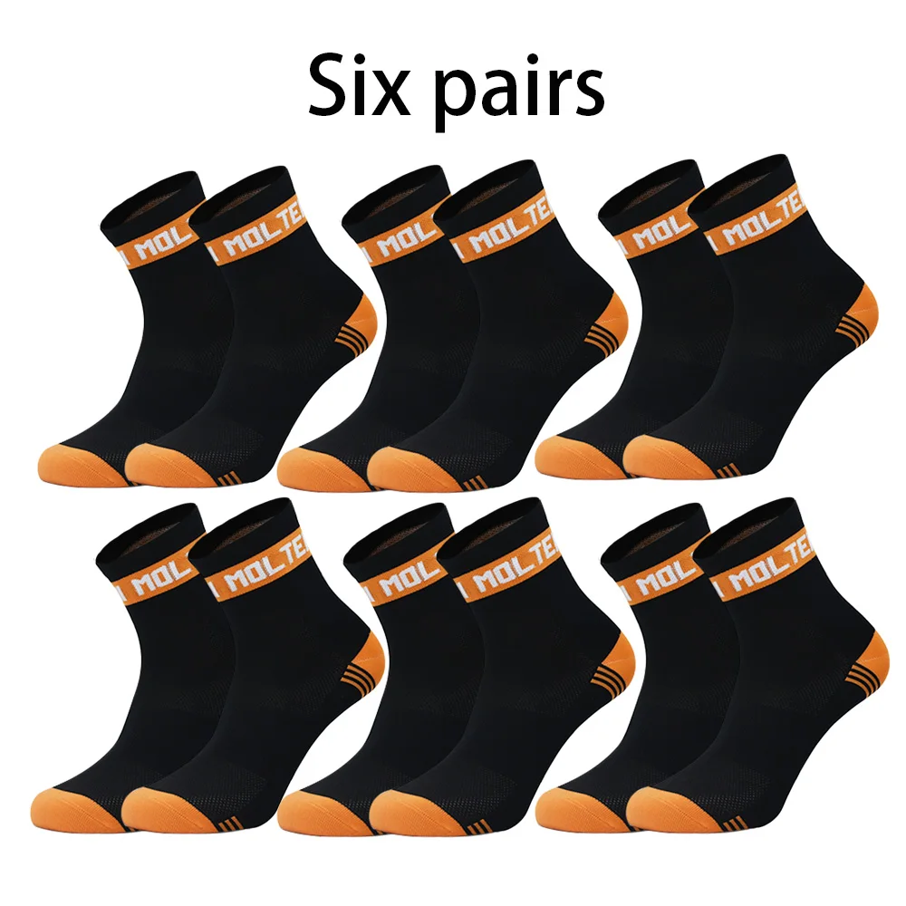 Six Pairs of Molteni Retro Cycling Socks Breathable Road Socks Men and Women Outdoor Sports Racing Cycling Socks  Z