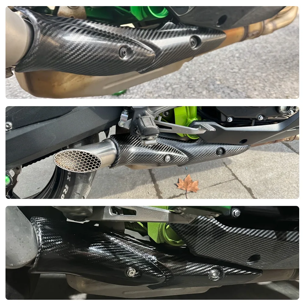 MRRANGT Universal Motorcycle Exhaust Pipe Cover Heat Shield Cover Muffler Link Pipe Protector Guard Anti-scalding view 4