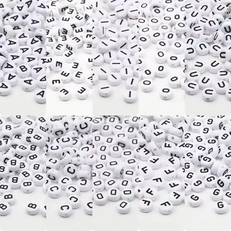 100-500PCS Acrylic A-Z 26 Letter Beads Round Loose Spacer White Alphabet Beads for Jewelry Making Diy Bracelet Accessories