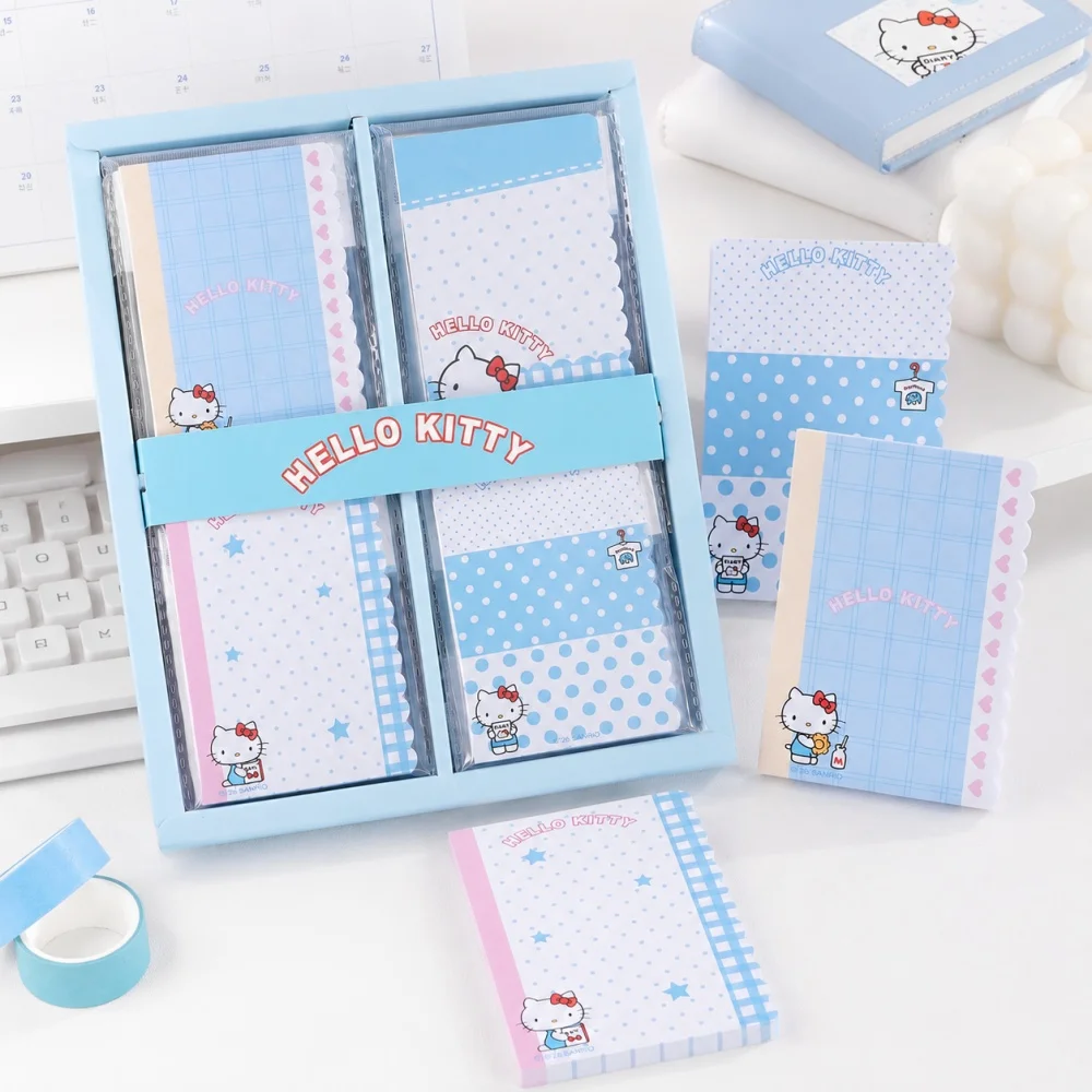 Genuine Sanrio Hello Kitty Memo Pad M5 Cute Blue Note Paper Set for Study Planner To Do List Desk Office Supplies Gifts