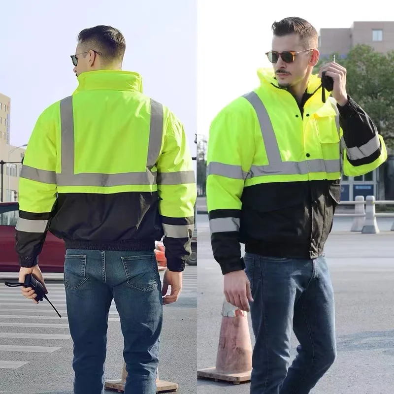 Roupa reflexiva do inverno do algodão da visibilidade alta, Vest do segurança do tráfego rodoviário, Roupa reflexiva do ciclismo da motocicleta