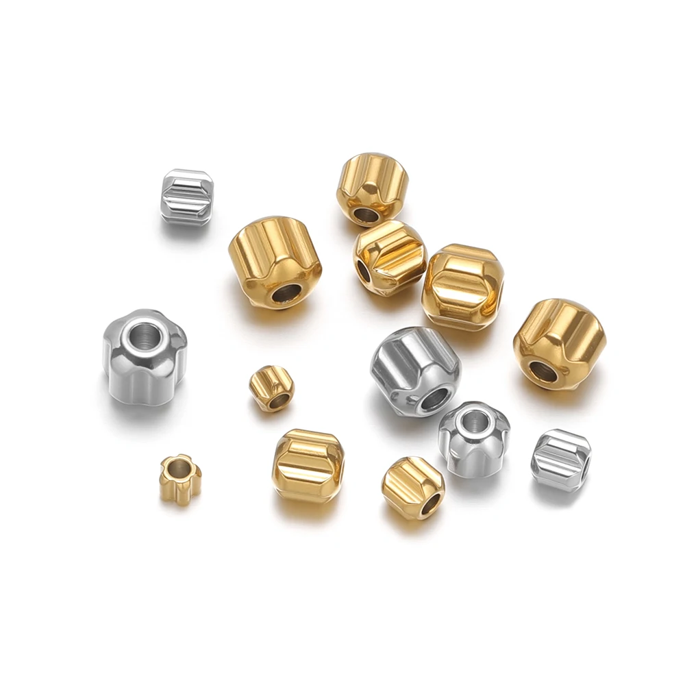 20/50pcs Stainless Steel Carved Gear Loose Beads Bracelets Spacers Necklaces Bead Charms DIY Jewelry Making Findings Supplies